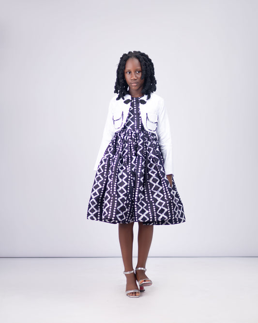 THE IRETI DRESS - Adire Dress &  Mikado Jacket Set