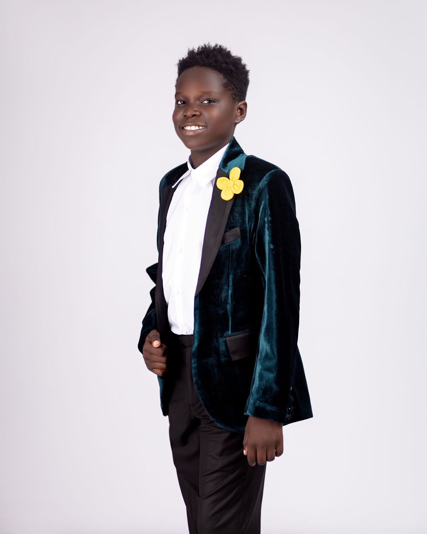 THE NOEL BLAZER β Velvet Single-Breasted Blazer with Floral Detail