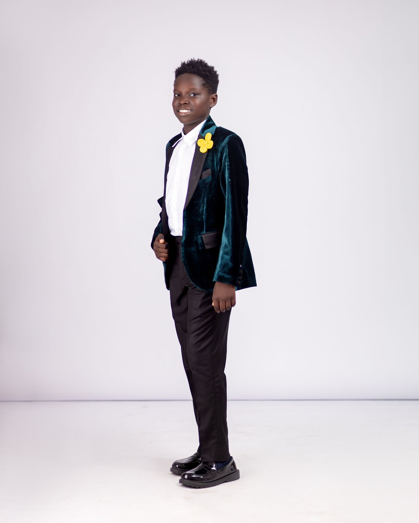 THE NOEL BLAZER β Velvet Single-Breasted Blazer with Floral Detail