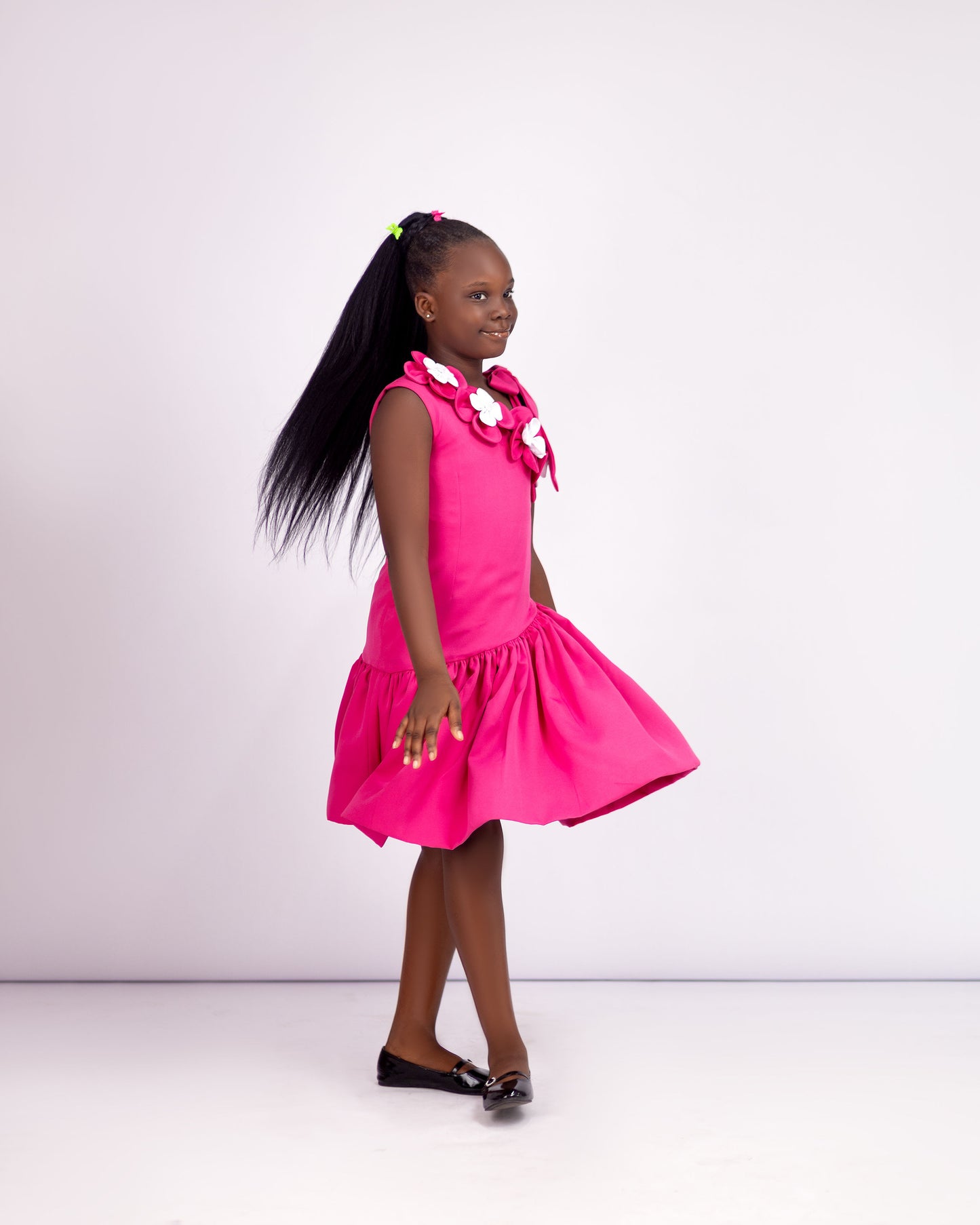 THE BLOOM DRESS β Striped Cotton Dress with Floral Neckline