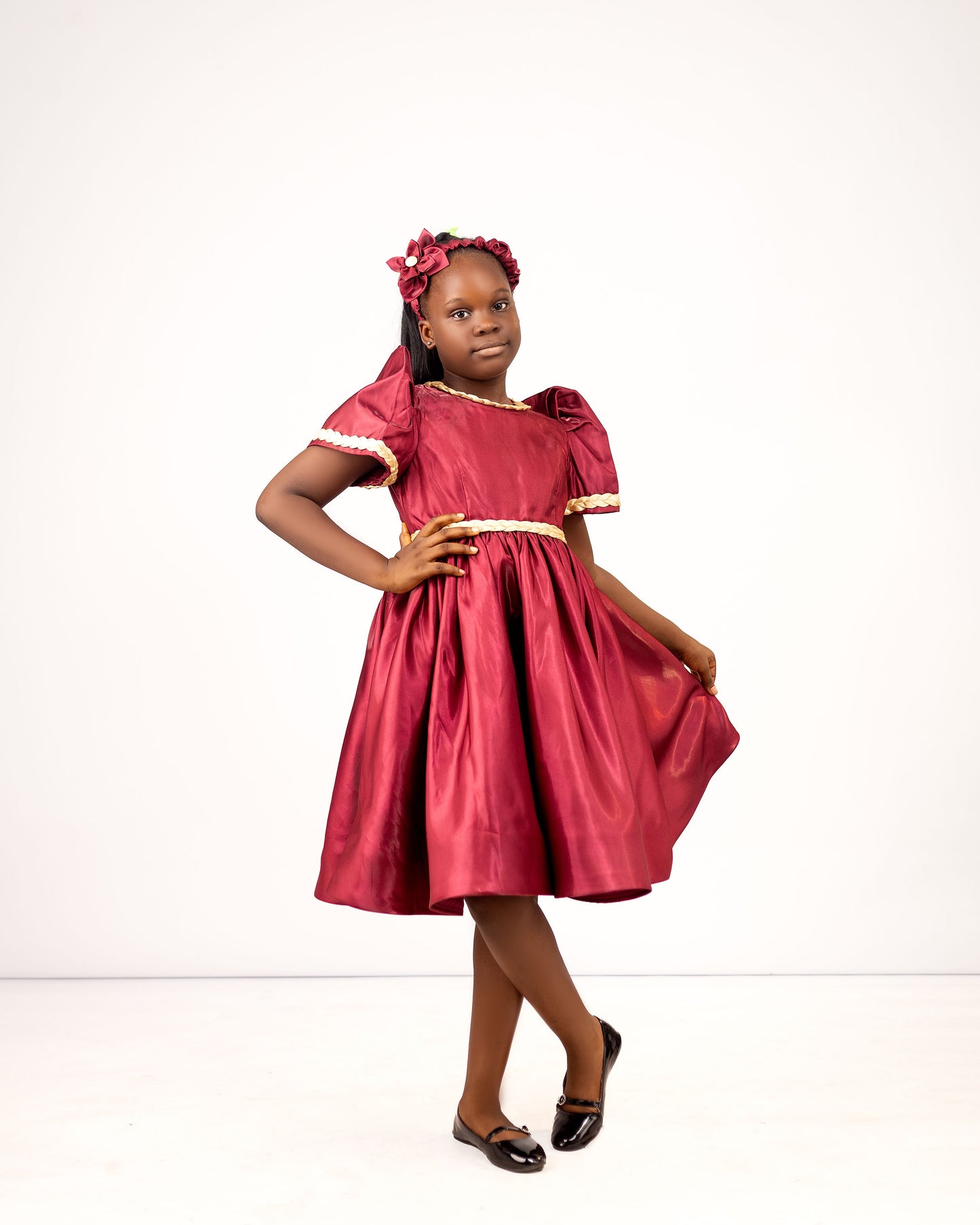 THE GARNET DRESS β Mikado dress with Braid details