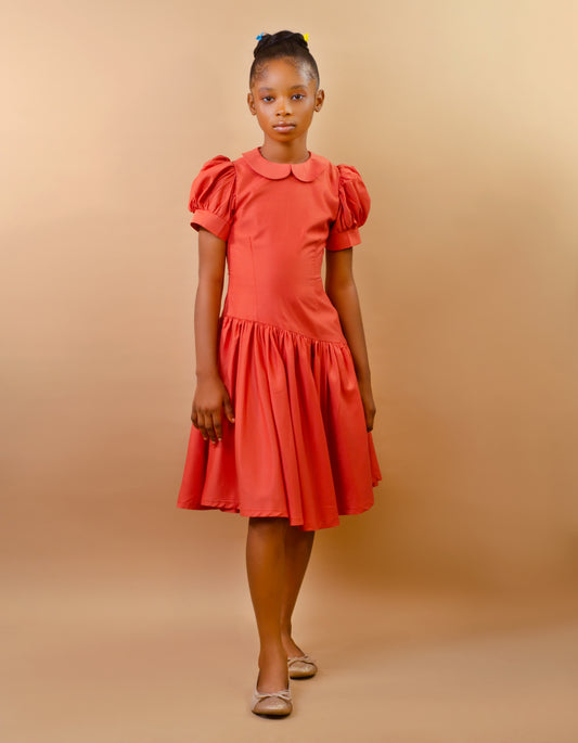 THE SOL DRESS - Puff Sleeve Asymmetric Gather Dress