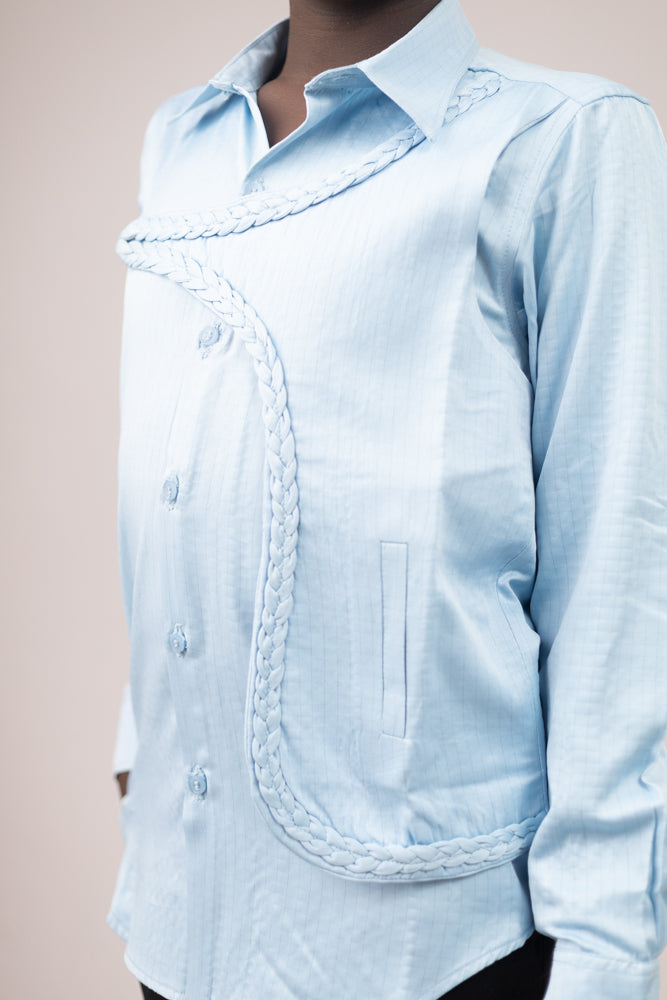 THE OVERLAP BRAIDED SHIRT –  Long Sleeve Button-Down Shirt