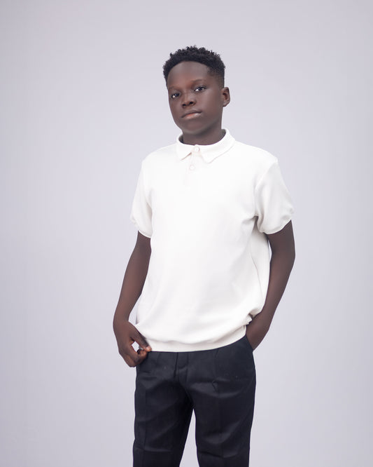 COTTON TEXTURED POLO SHIRT IN CREAM - THE SUNDAY POLO