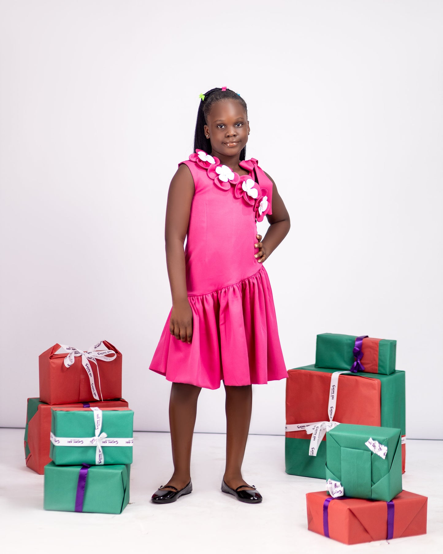 THE BLOOM DRESS – Striped Cotton Dress with Floral Neckline