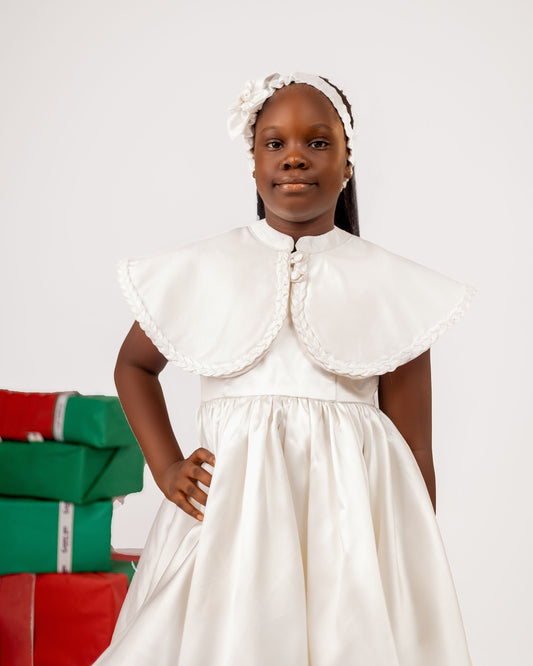 THE IVORY CAPE GOWN –  Mikado dress & cape with Braid details