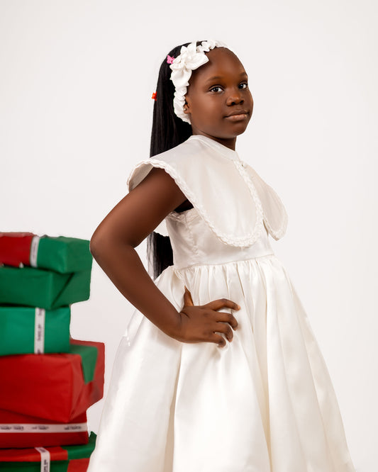 THE IVORY CAPE GOWN –  Mikado dress & cape with Braid details