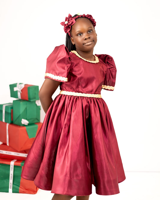 THE GARNET DRESS –  Mikado dress with Braid details