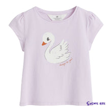 Load image into Gallery viewer, H&amp;M  Light purple/Swan Puff-sleeved jersey top
