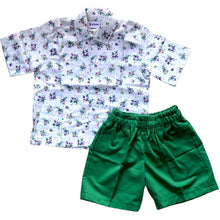 Load image into Gallery viewer, Purple Flower Linen shirt and shorts
