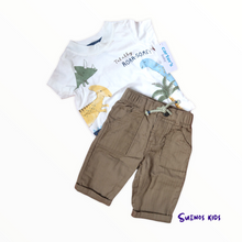 Load image into Gallery viewer, 2-Piece Dinosaur Jersey Tee &amp; Khaki Pant Set - Children&#39;s Clothing Store - Suenos Kids
