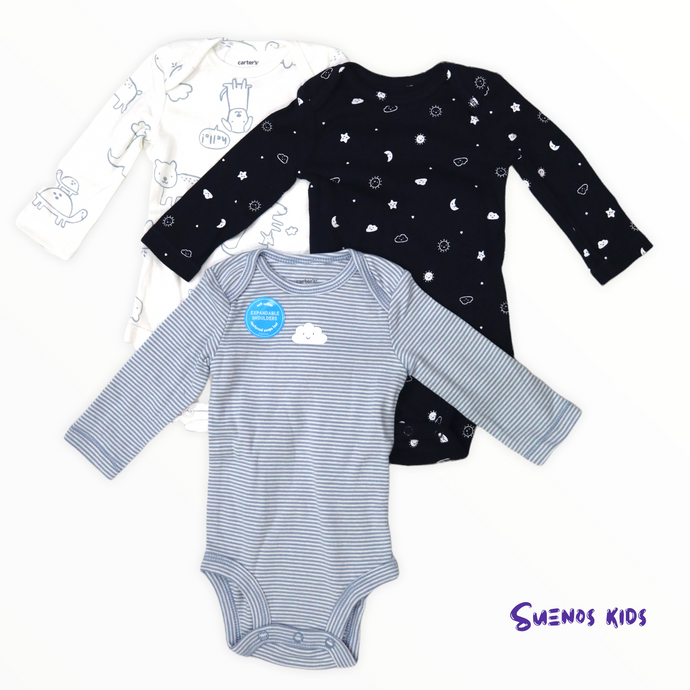 Carters 3-Pack Long-Sleeve Original Bodysuits - Children's Clothing Store - Suenos Kids