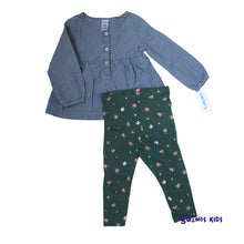 Load image into Gallery viewer, Carters 2-Piece Chambray Top &amp; Floral Legging Set - Children&#39;s Clothing Store - Suenos Kids
