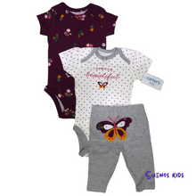 Load image into Gallery viewer, Carters 3-Piece Butterfly Little Character Set - Children&#39;s Clothing Store - Suenos Kids
