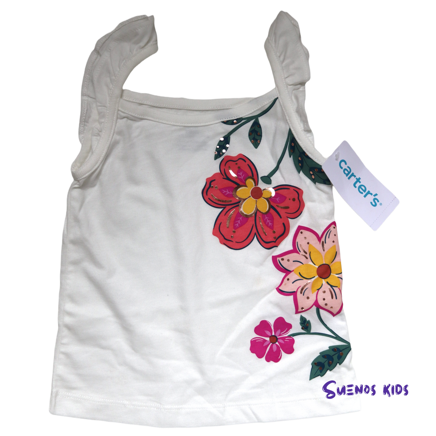 Carters Floral Flutter Jersey Tank - Children's Clothing Store - Suenos Kids