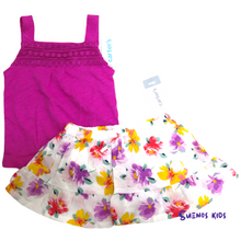 Load image into Gallery viewer, Carter&#39;s Pink Set Crochet Slub Tank and Floral Skort - Children&#39;s Clothing Store - Suenos Kids
