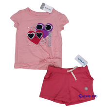 Load image into Gallery viewer, Carter&#39;s Glitter Hearts Tie-Front Jersey Tee and Ruffle Pull-On French Terry Shorts - Children&#39;s Clothing Store - Suenos Kids
