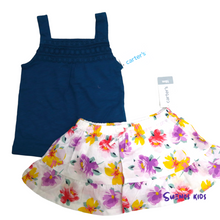 Load image into Gallery viewer, Carter&#39;s Mixed Set Crochet Slub Tank and Floral Skort - Children&#39;s Clothing Store - Suenos Kids
