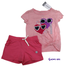 Load image into Gallery viewer, Carter&#39;s Glitter Hearts Tie-Front Jersey Tee and Ruffle Pull-On French Terry Shorts - Children&#39;s Clothing Store - Suenos Kids
