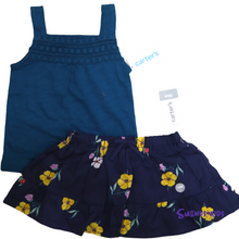 Load image into Gallery viewer, Carter&#39;s Blue Set Crochet Slub Tank and Floral Skort - Children&#39;s Clothing Store - Suenos Kids
