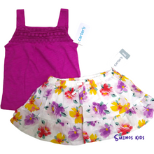 Load image into Gallery viewer, Carter&#39;s Pink Set Crochet Slub Tank and Floral Skort - Children&#39;s Clothing Store - Suenos Kids
