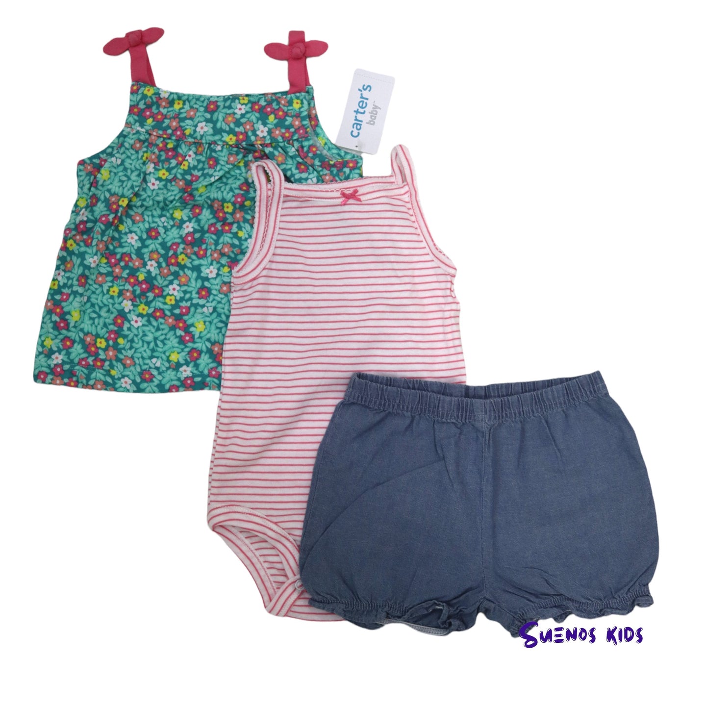 Carters 3-Piece Floral Little Short Set - Children's Clothing Store - Suenos Kids