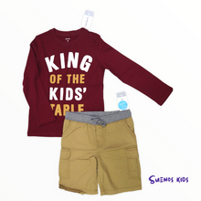 Load image into Gallery viewer, Carters King Of The Kid&#39;s Table Jersey Tee and Pull-On Cargo Shorts - Children&#39;s Clothing Store - Suenos Kids
