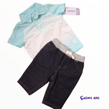 Load image into Gallery viewer, Carters Gradient Slub Jersey Polo and Pull-On Knit Denim Pants - Children&#39;s Clothing Store - Suenos Kids
