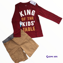 Load image into Gallery viewer, Carters King Of The Kid&#39;s Table Jersey Tee and Pull-On Cargo Shorts - Children&#39;s Clothing Store - Suenos Kids
